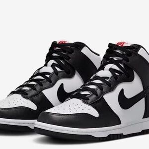 Nike Dunk High Retro White, Black & Red Ladies size 10 Basketball shoes.